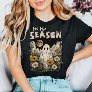 Tis The Season Floral Ghost Halloween T-Shirt