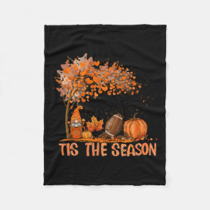Tis The Season Football Autumn Fall Pumpkin Season Fleece Blanket