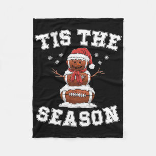 Tis The Season Football Christmas Santa Hat Fleece Blanket