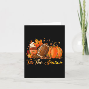 Tis The Season Football Coffee Latte Leaves Hello Card
