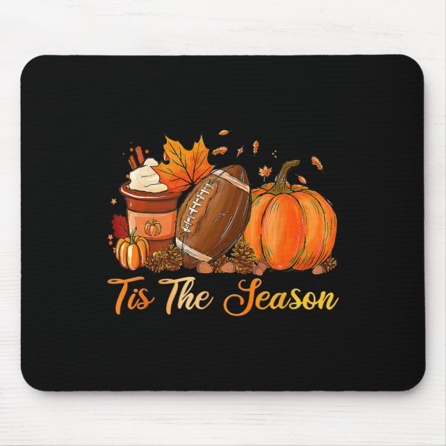Tis The Season Football Coffee Latte Leaves Hello  Mouse Pad (Front)