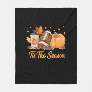 Tis The Season Football Fall Season Football Pumpk Fleece Blanket