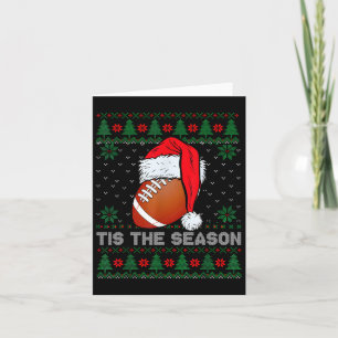 Tis The Season Football Funny Christmas Santa Hat Card