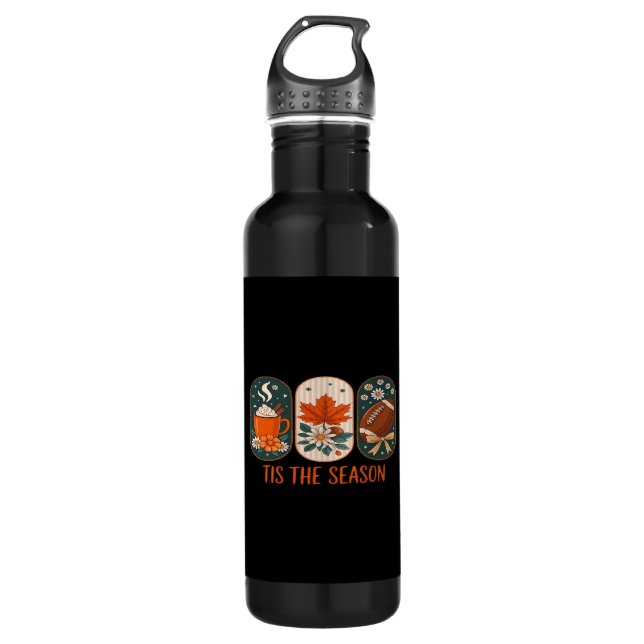 Tis The Season Football Game Day, Fall Autumn 710 Ml Water Bottle (Front)