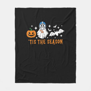Tis The Season Football Halloween Spooky Pumpkin Fleece Blanket
