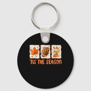 Tis The Season Football Halloween Thanksgiving Key Ring