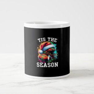Tis The Season Football Mom Christmas Santa Hat Co Large Coffee Mug