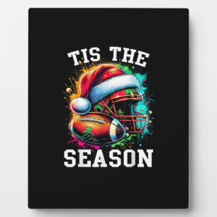 Tis The Season Football Mom Christmas Santa Hat Co Plaque
