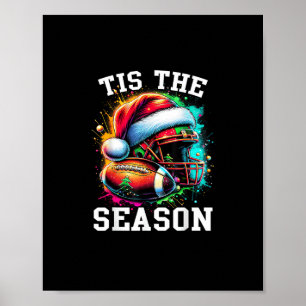 Tis The Season Football Mom Christmas Santa Hat Co Poster