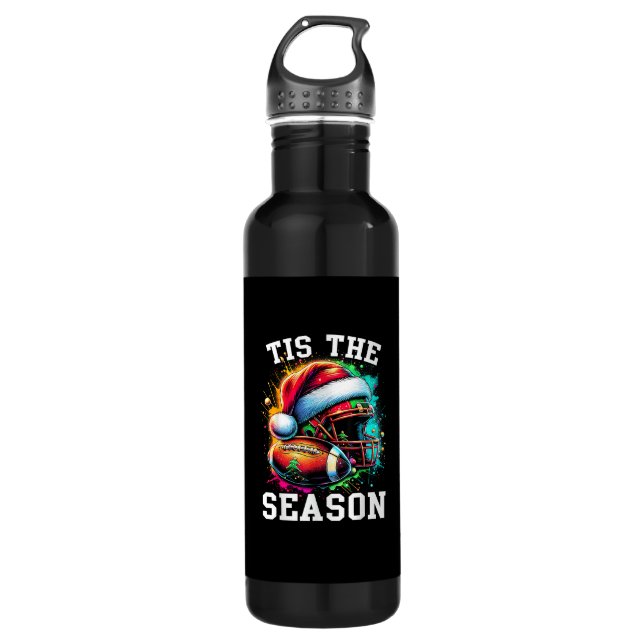 Tis The Season Football Mum Christmas Santa Hat Co 710 Ml Water Bottle (Front)