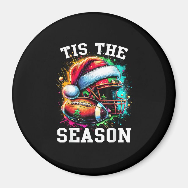 Tis The Season Football Mum Christmas Santa Hat Co Magnet (Front)