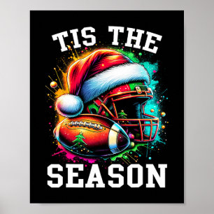 Tis The Season Football Mum Christmas Santa Hat Co Poster