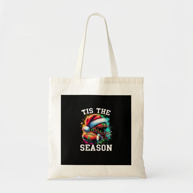 Tis The Season Football Mum Christmas Santa Hat Co Tote Bag (Front)