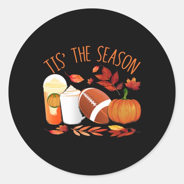 Tis The Season Football Pumpkin Thanksgiving Athle Classic Round Sticker (Front)