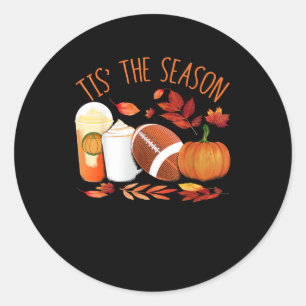 Tis The Season Football Pumpkin Thanksgiving Athle Classic Round Sticker