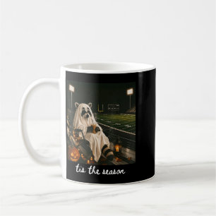 Tis The Season Football Racoon Ghost Halloween Coffee Mug