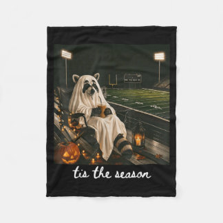 Tis The Season Football Racoon Ghost Halloween Fleece Blanket
