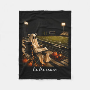 Tis The Season Football Racoon Ghost Halloween Fleece Blanket