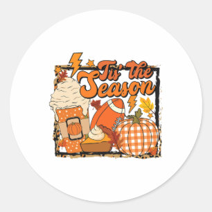 Tis The Season Footll Footll Fall Thanksgiving Classic Round Sticker