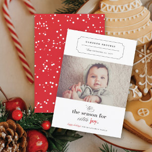 'Tis The Season For Extra Joy Photo Holiday Birth Announcement