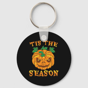 Tis the Season for Fall Spooky Halloween Scary Pum Key Ring