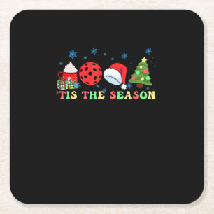 Tis The Season For Pickleball Iii Square Paper Coaster
