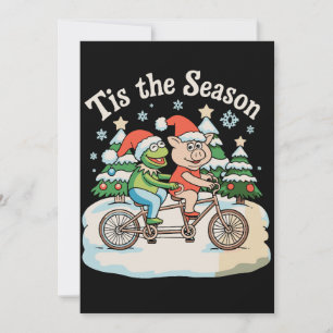Tis The Season Frog Toad Bike Santa Christmas Xmas Holiday Card