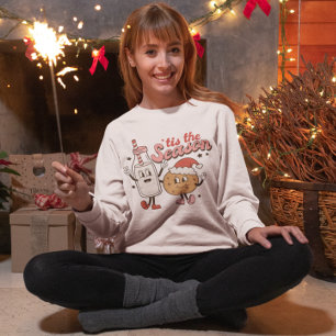 Tis the Season Fun Retro Milk and Cookies Winter Sweatshirt