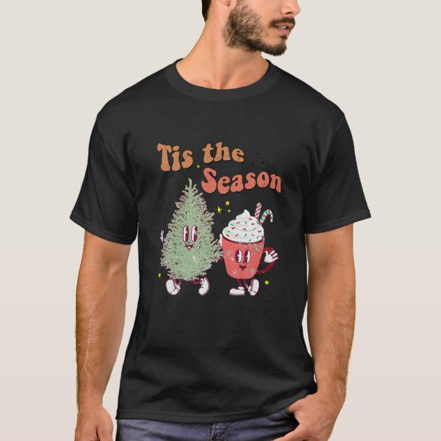 Tis The Season Funny Christmas Tee Tree and Coffee (Front)