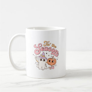 Tis The Season Funny Halloween Pumpkin and Ghost Coffee Mug