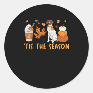Tis The Season German Shorthaired Dog Fall Pumpkin Classic Round Sticker