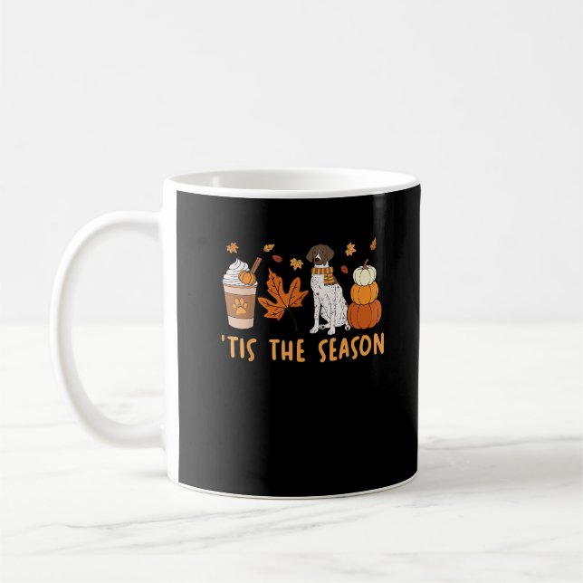 Tis The Season German Shorthaired Dog Fall Pumpkin Coffee Mug (Left)