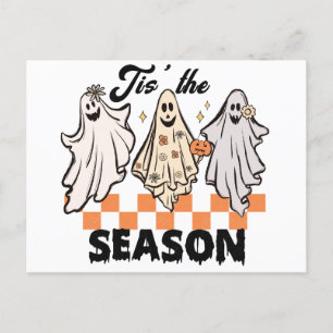 Tis The Season Ghost Trio Halloween Holiday Postcard