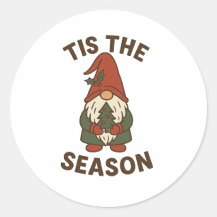 Tis The Season Gnome Christmas Classic Round Sticker