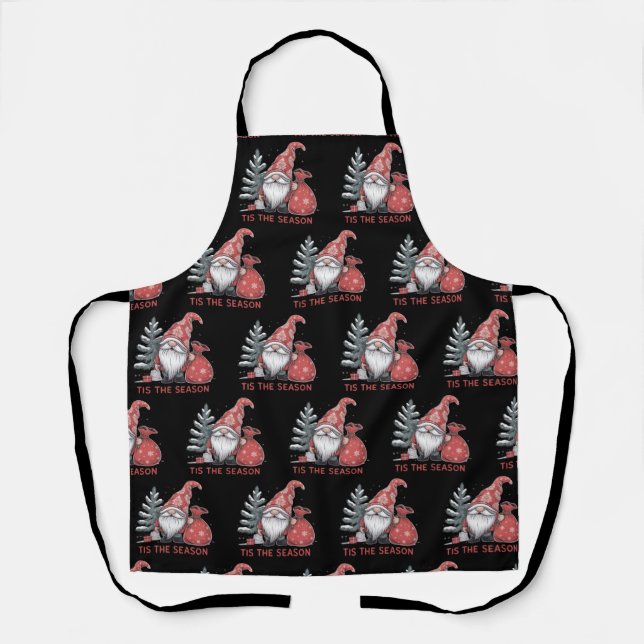 Tis The Season Gnome Christmas Holiday Winter Apron (Front)