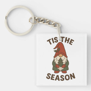 Tis The Season Gnome Christmas Key Ring