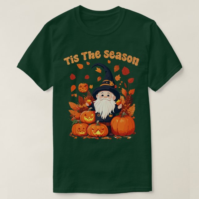Tis The Season Gnome Latte Pumpkin Spice Leaf Fall T-Shirt (Design Front)