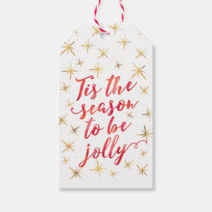Tis the season gold snowflake gift tags