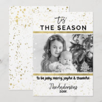 TIS THE SEASON Gold Splatter Modern Holiday Photo