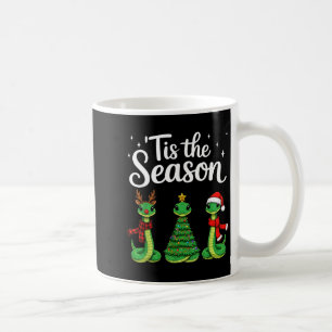Tis The Season Green Snake Christmas Santa Coffee Mug