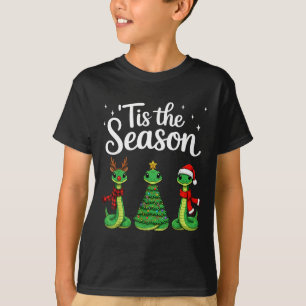 Tis The Season Green Snake Christmas Santa  T-Shirt