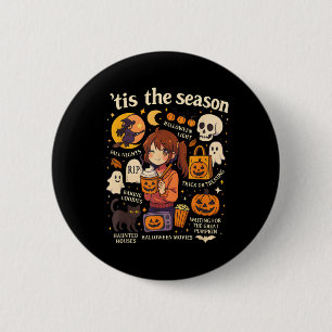 Tis The Season Halloween Anime Icons Fall Design  6 Cm Round Badge