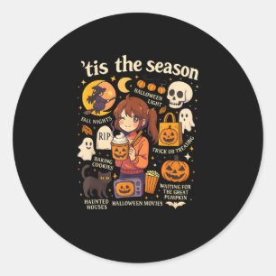 Tis The Season Halloween Anime Icons Fall Design Classic Round Sticker