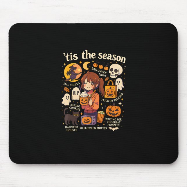 Tis The Season Halloween Anime Icons Fall Design Mouse Pad (Front)