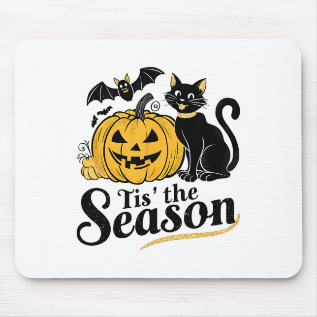 Tis The Season Halloween Bats Pumpkin Fall Funny C Mouse Pad (Front)