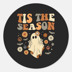 Tis the Season Halloween Ghost Outfit Costume Retr Classic Round Sticker