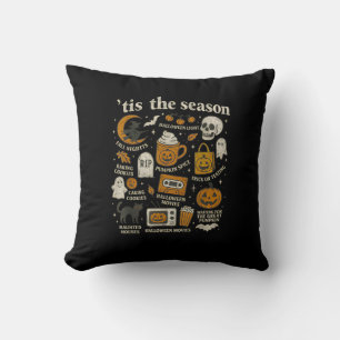 Tis The Season Halloween Icons Fall Design Cushion