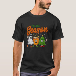 Tis The Season Halloween Pumpkin Coffee Ghost Chri T-Shirt