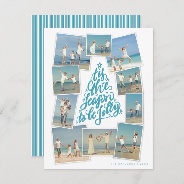Tis the Season hand-lettered tree photo collage (Front/Back)