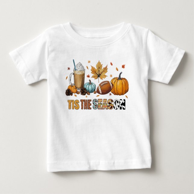 Tis the Season Herbstzeit mit Football und Kaffee Baby T-Shirt (Front)